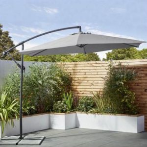 LifestyleGarden 3M Round Cross Base Cantilever Parasol in Grey | Garden Furniture Online