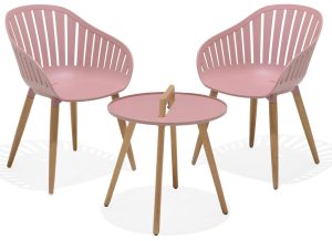 LifestyleGarden Nassau 50cm Round Coffee Set   Pink | Garden Furniture Online