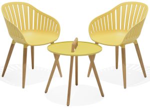 LifestyleGarden Nassau 50cm Round Coffee Set   Yellow | Garden Furniture Online