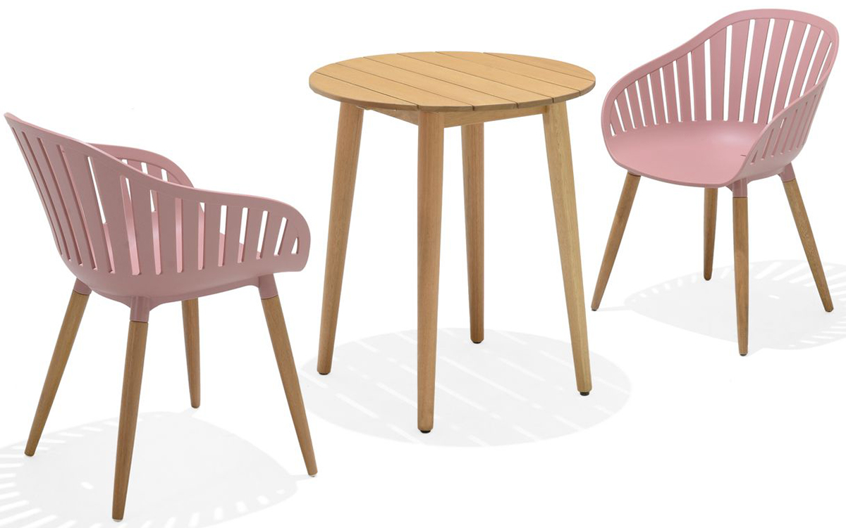 LifestyleGarden Nassau DuraOcean 66cm Round Bistro Set Pink | Garden Furniture Online