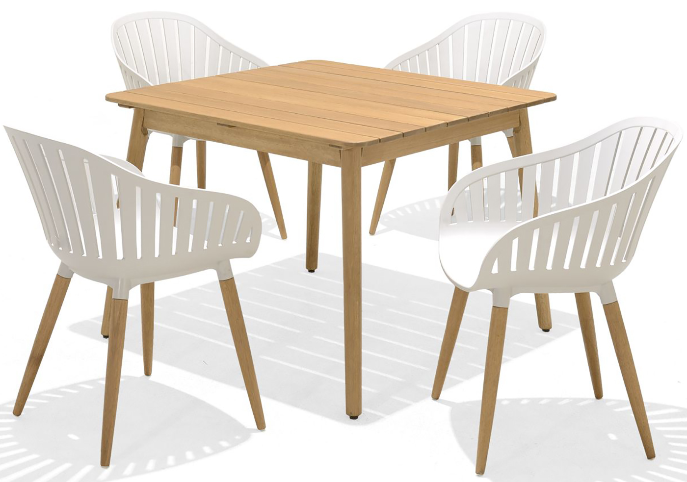 LifestyleGarden Nassau DuraOcean 4 Seat Square Dining Set Oatmeal | Garden Furniture Online