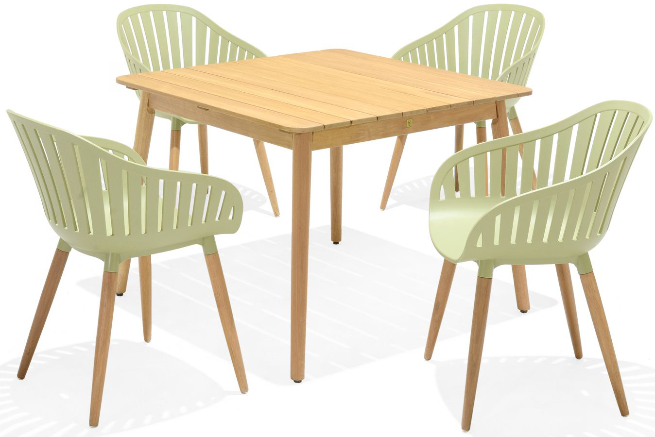 LifestyleGarden Nassau DuraOcean 4 Seat Square Dining Set Green | Garden Furniture Online