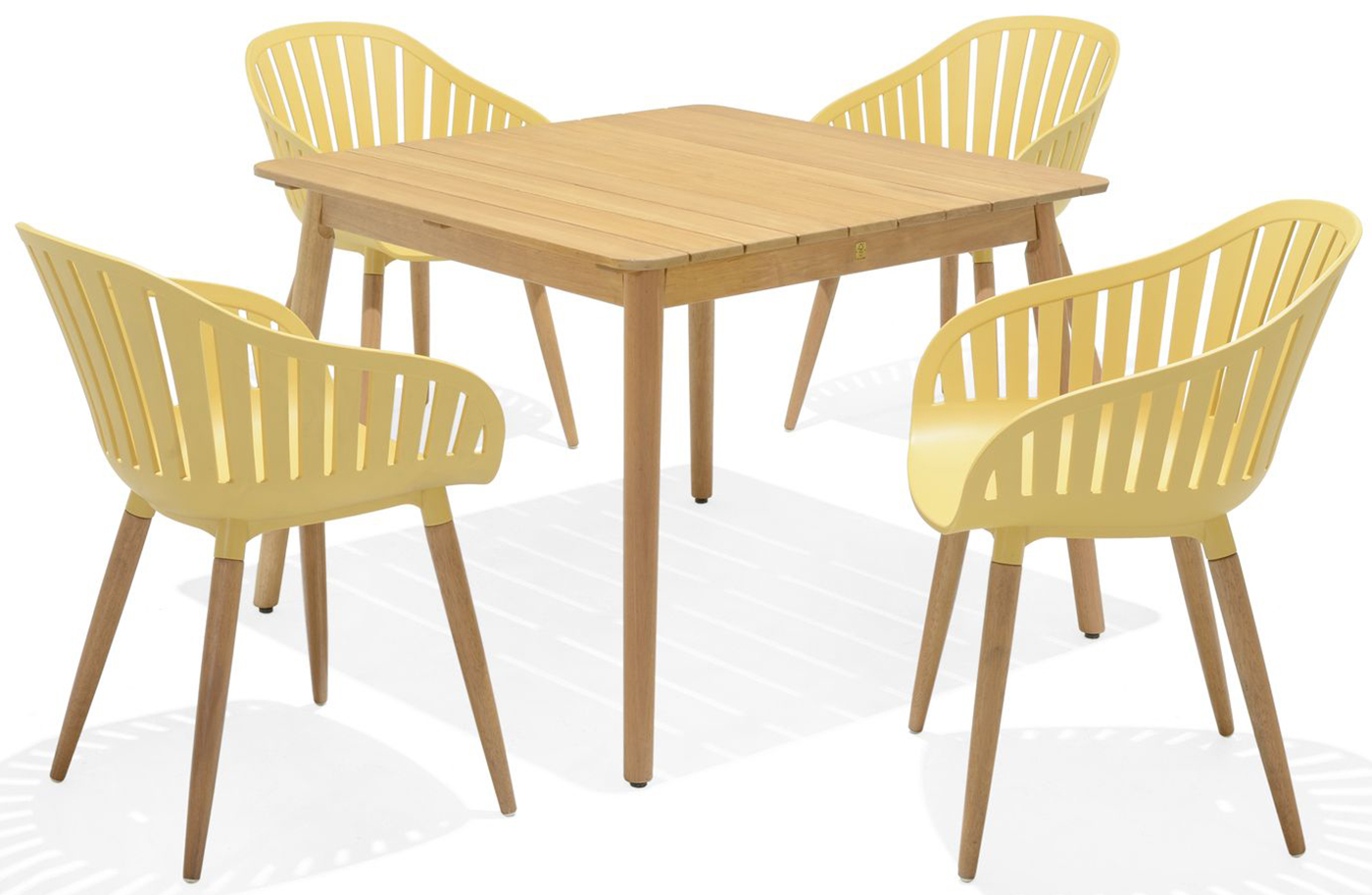 LifestyleGarden Nassau DuraOcean 4 Seat Square Dining Set Yellow | Garden Furniture Online