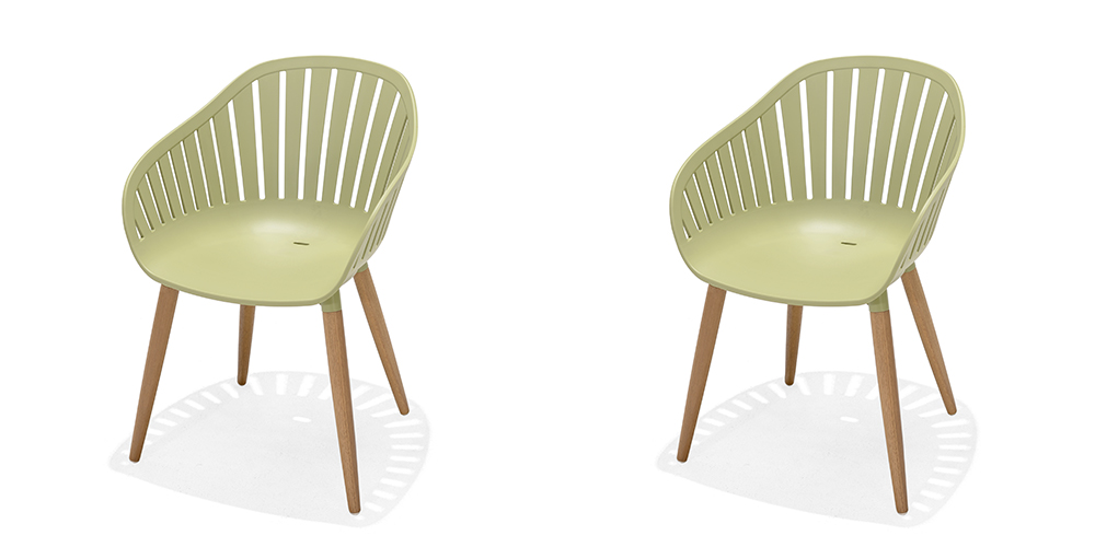 LifestyleGarden Nassau DuraOcean Pair of Dining Chairs Green | Garden Furniture Online