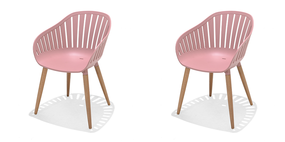 LifestyleGarden Nassau DuraOcean Pair of Dining Chairs Pink | Garden Furniture Online