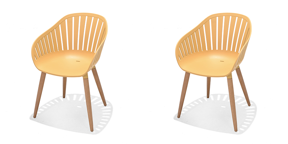 LifestyleGarden Nassau DuraOcean Pair of Dining Chairs Yellow | Garden Furniture Online