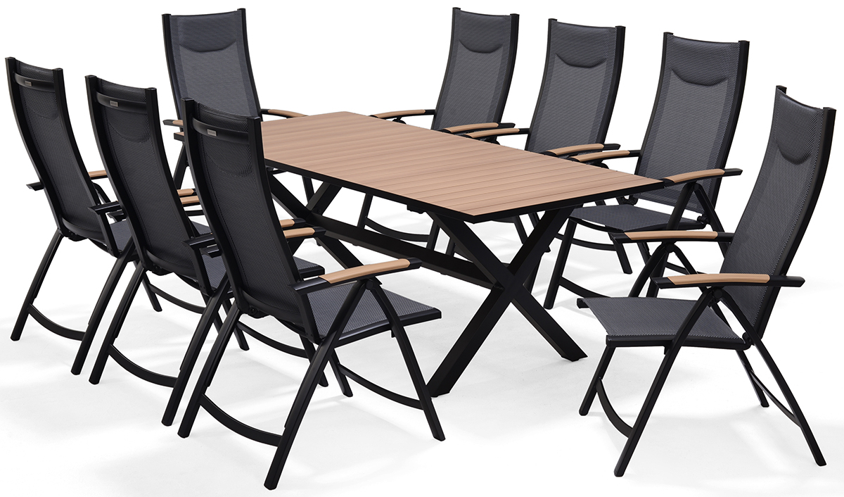 LifestyleGarden Panama 8 Seat Reclining Dining Set Weathernet | Garden Furniture Online