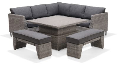 LifestyleGarden Bermuda Casual Corner Set including Stools in Grey