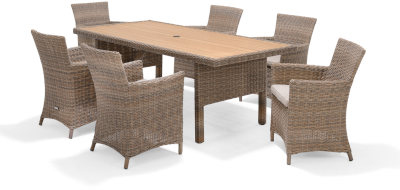 LifestyleGarden Bermuda 6 Seat Dining Set in Natural | Garden Furniture Online