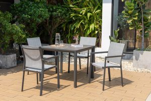 LifestyleGarden Urbanite Solana Dark 4 Seat Stacking Dining Set | Garden Furniture Online