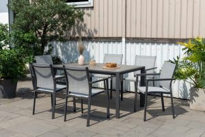 LifestyleGarden Urbanite Solana Dark 6 Seat Stacking Dining Set | Garden Furniture Online