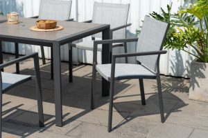 LifestyleGarden Urbanite Solana Dark 6 Seat Stacking Dining Set | Garden Furniture Online