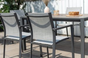 LifestyleGarden Urbanite Solana Dark 6 Seat Stacking Dining Set | Garden Furniture Online