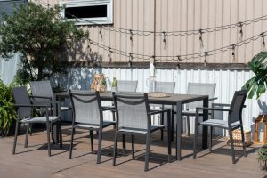 LifestyleGarden Urbanite Solana Dark 8 Seat Stacking Dining Set | Garden Furniture Online