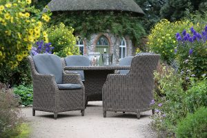 4 Seasons Outdoor Brighton 130cm Round 4 Seat Dining Set in Pure Weave | Garden Furniture Online