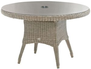 4 Seasons Outdoor Brighton 130cm Round 4 Seat Dining Set in Pure Weave | Garden Furniture Online