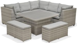 LifestyleGarden Aruba Casual Corner Dining Bench Set | Garden Furniture Online