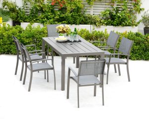 LifestyleGarden Solana 6 Seat Dining Set including Parasol and Base | Garden Furniture Online