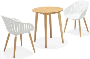 LifestyleGarden Nassau DuraOcean 66cm Round Bistro Set   Oatmeal | Garden Furniture Online