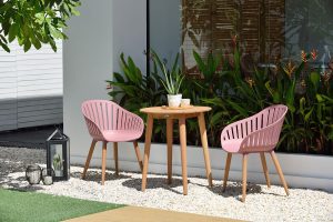 LifestyleGarden Nassau DuraOcean 66cm Round Bistro Set   Pink | Garden Furniture Online