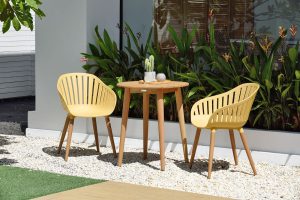 LifestyleGarden Nassau DuraOcean 66cm Round Bistro Set   Yellow | Garden Furniture Online