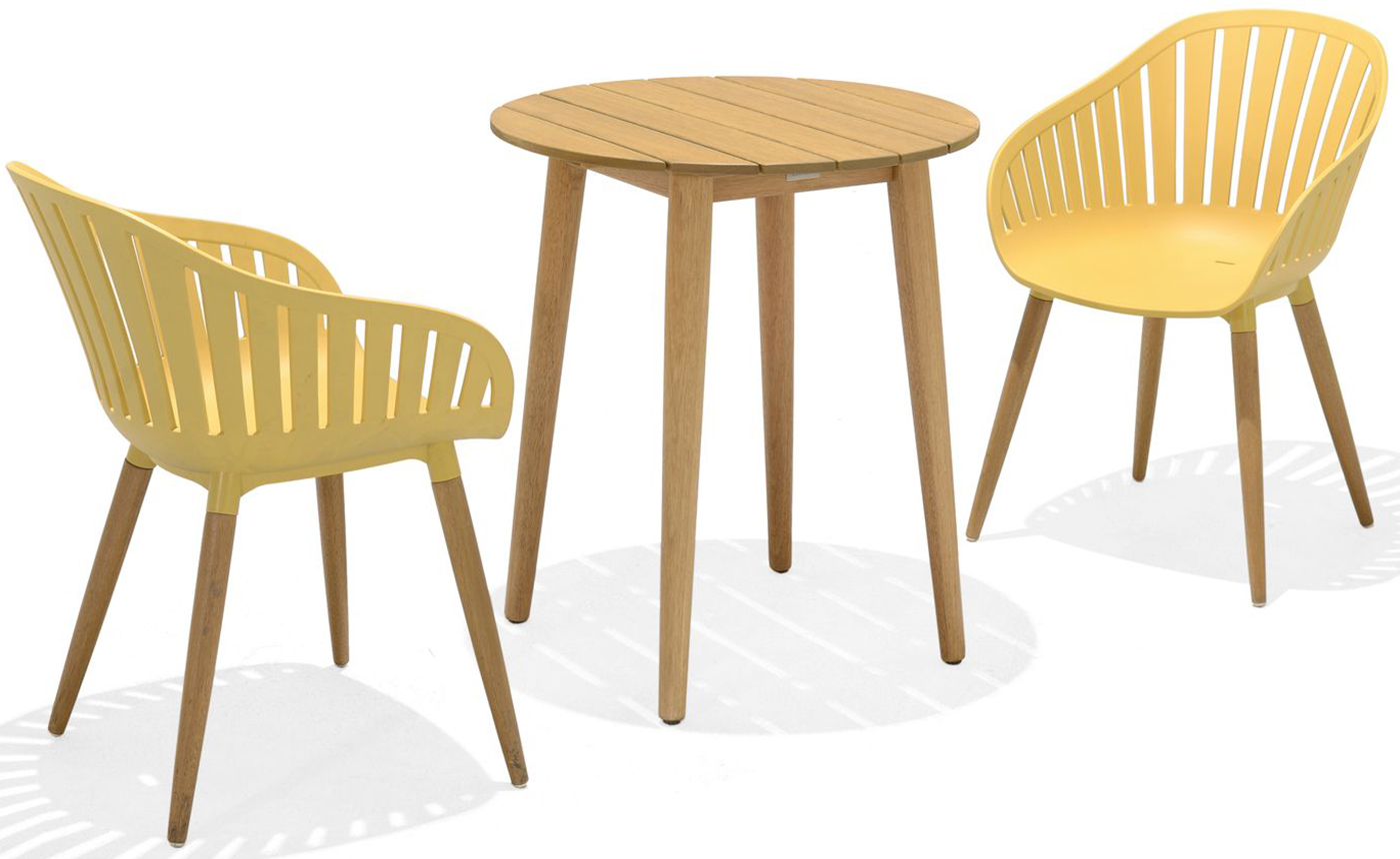 LifestyleGarden Nassau DuraOcean 66cm Round Bistro Set   Yellow | Garden Furniture Online