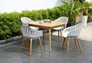 LifestyleGarden Nassau DuraOcean 4 Seat Square Dining Set   Oatmeal | Garden Furniture Online