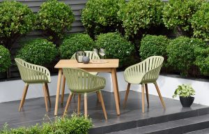 LifestyleGarden Nassau DuraOcean 4 Seat Square Dining Set   Green | Garden Furniture Online