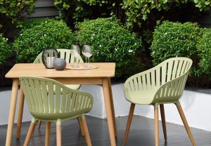 LifestyleGarden Nassau DuraOcean 4 Seat Square Dining Set   Green | Garden Furniture Online