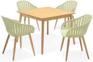 LifestyleGarden Nassau DuraOcean 4 Seat Square Dining Set   Green | Garden Furniture Online