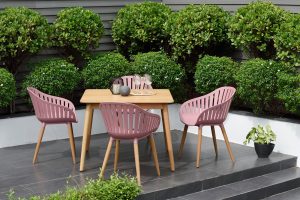 LifestyleGarden Nassau DuraOcean 4 Seat Square Dining Set   Pink | Garden Furniture Online