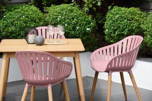 LifestyleGarden Nassau DuraOcean 4 Seat Square Dining Set   Pink | Garden Furniture Online