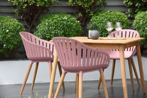 LifestyleGarden Nassau DuraOcean 4 Seat Square Dining Set   Pink | Garden Furniture Online