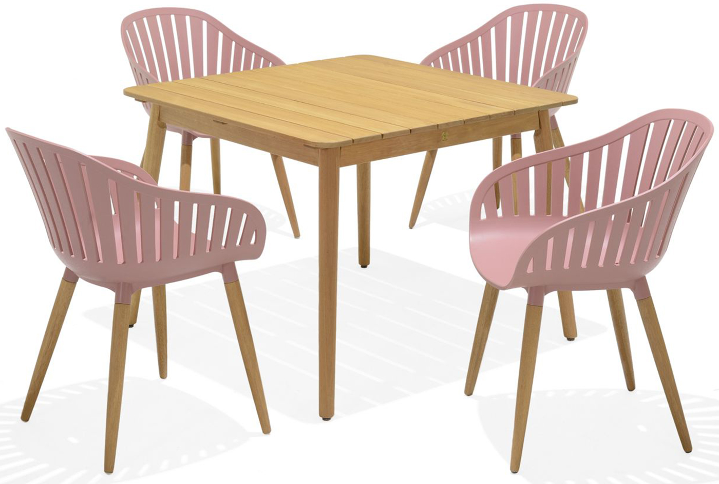 LifestyleGarden Nassau DuraOcean 4 Seat Square Dining Set   Pink | Garden Furniture Online