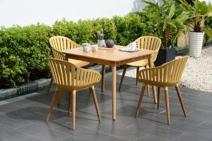 LifestyleGarden Nassau DuraOcean 4 Seat Square Dining Set   Yellow | Garden Furniture Online