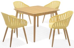 LifestyleGarden Nassau DuraOcean 4 Seat Square Dining Set   Yellow | Garden Furniture Online