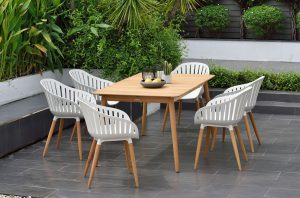 LifestyleGarden Nassau DuraOcean 6 Seat Rectangular Dining Set   Oatmeal | Garden Furniture Online