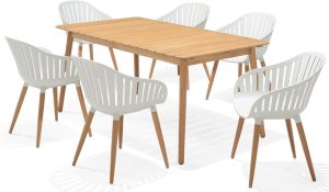 LifestyleGarden Nassau DuraOcean 6 Seat Rectangular Dining Set   Oatmeal | Garden Furniture Online