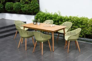 LifestyleGarden Nassau DuraOcean 6 Seat Rectangular Dining Set   Green | Garden Furniture Online