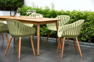 LifestyleGarden Nassau DuraOcean 6 Seat Rectangular Dining Set   Green | Garden Furniture Online