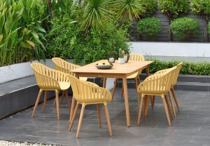 LifestyleGarden Nassau DuraOcean 6 Seat Rectangular Dining Set   Yellow | Garden Furniture Online