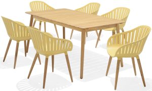 LifestyleGarden Nassau DuraOcean 6 Seat Rectangular Dining Set   Yellow | Garden Furniture Online