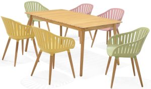 LifestyleGarden Nassau DuraOcean 6 Seat Rectangular Dining Set   Mixed | Garden Furniture Online