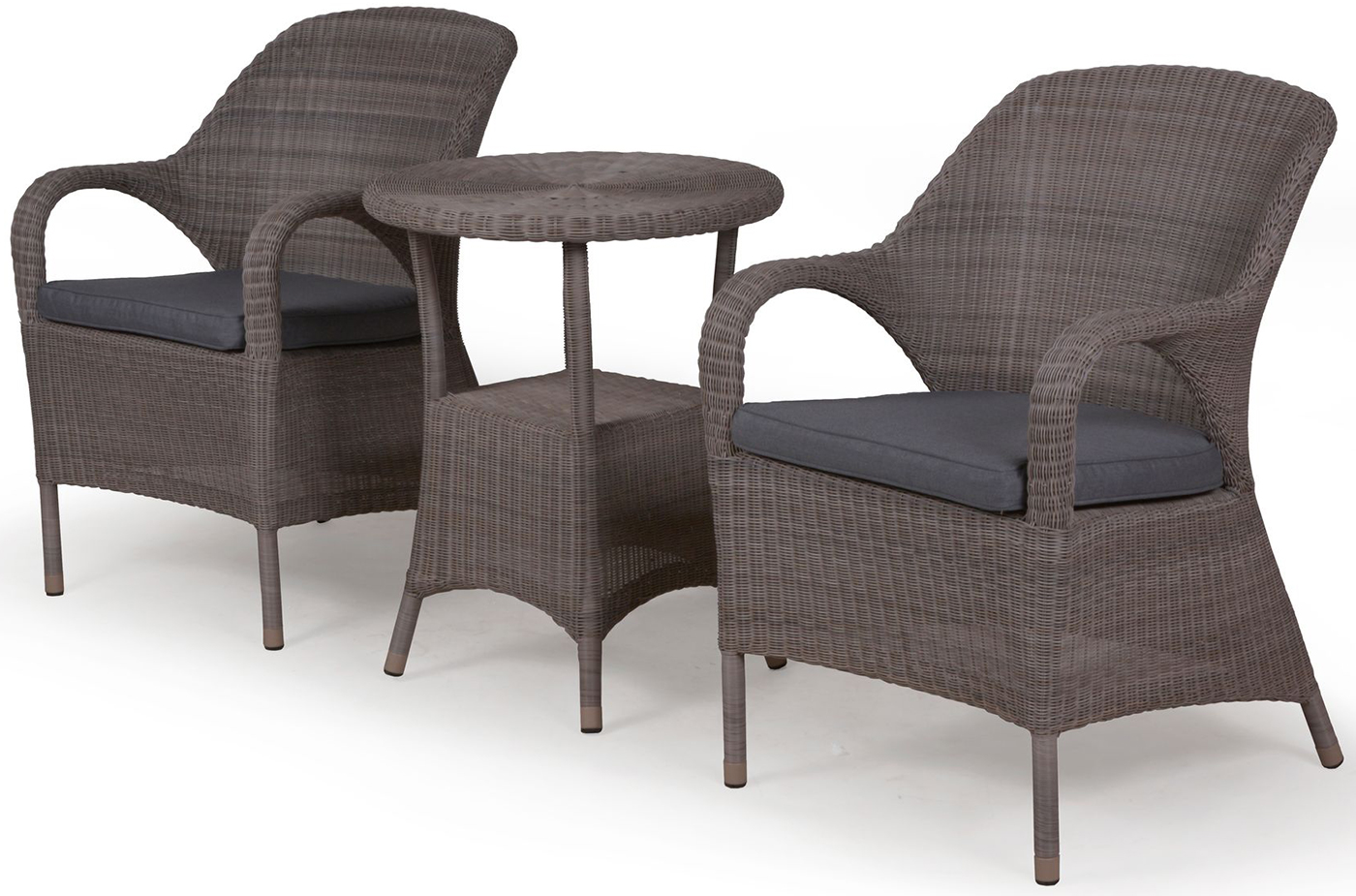 4 Seasons Outdoor Sussex Stacking Bistro Set in Polyloom Pebble Weave | Garden Furniture Online