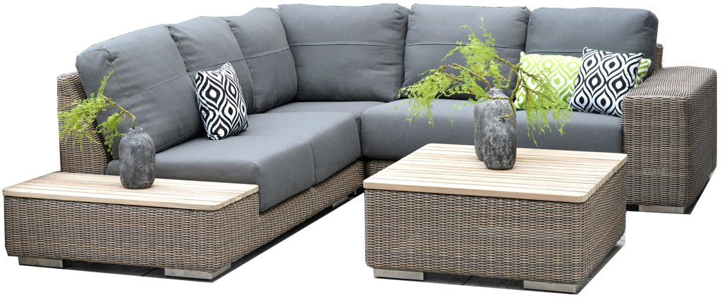 4 Seasons Outdoor Kingston Teak Corner Set in Pure Weave | Garden Furniture Online