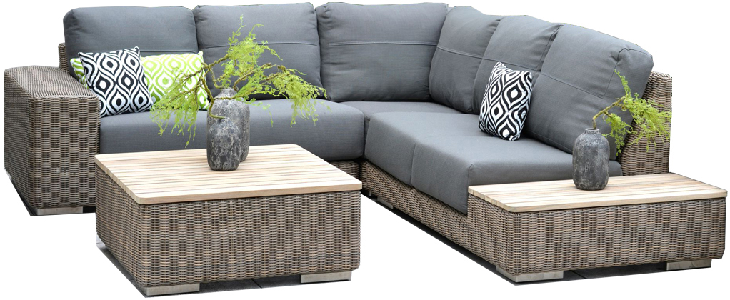 4 Seasons Outdoor Kingston Left Teak Corner Set in Pure Weave | Garden Furniture Online