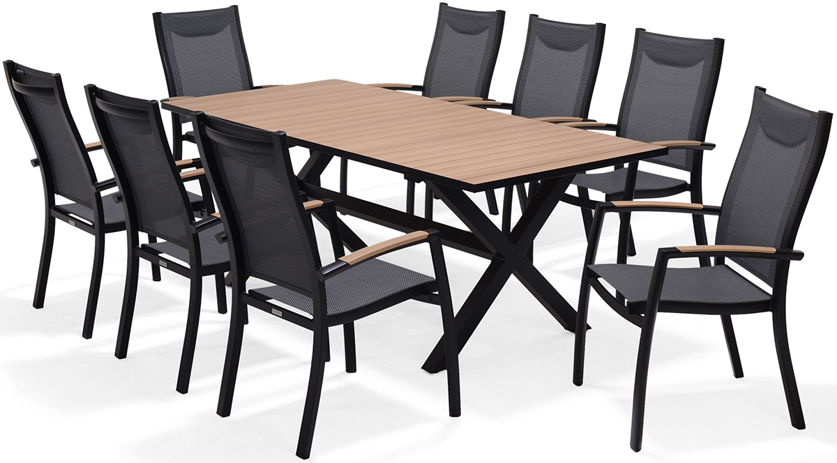 LifestyleGarden Panama 8 Seat Stacking Dining Set   Weathernet | Garden Furniture Online