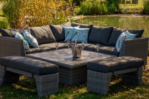 LifestyleGarden Bermuda Casual Corner Set including Stools in Grey | Garden Furniture Online