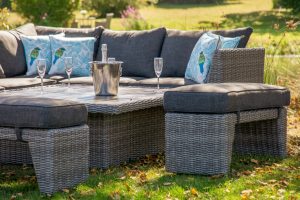 LifestyleGarden Bermuda Casual Corner Set including Stools in Grey | Garden Furniture Online