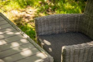 LifestyleGarden Bermuda 4 Seat Dining Set with Parasol and Base in in Grey | Garden Furniture Online